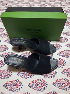 kate spade Malibu Winter Black Suede Heel Sandals